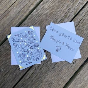 Handmade Beach Greeting Cards, Set of Two